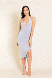 Prana Grey Midi One Shoulder Slit Midi Dress