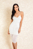 Made for You Nude Rouched Front Midi Dress
