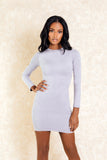 Dasha Grey Longsleve Zip Back Mini Dress