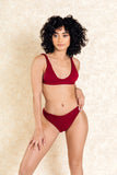 Rumi Red Textured Bra Front Bikini Set