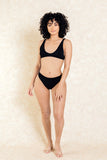 Rumi Black Textured Bra Front Bikini Set