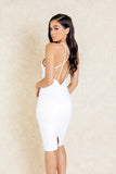 Khartoum White Criss Cross Back Midi Bodycon Dress