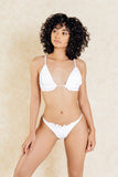 Santiago Textured White Ruffle Bikini Set