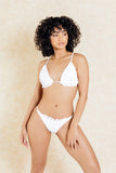 Santiago Textured White Ruffle Bikini Set