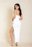Roya White Zip Side Maxi Dress