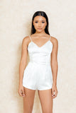 Rhea White Silk Playsuit