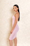 Castiana High Neck Pink Midi Stretch Dress