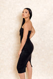 Melrose Black Midi Suede Dress Strapless Dress