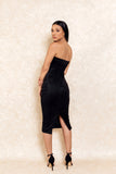 Melrose Black Midi Suede Dress Strapless Dress
