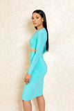 Koralina Mint Green Two Piece Crop Top Set