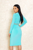 Koralina Mint Green Two Piece Crop Top Set