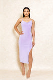 Ducle Purple Drape Back Midi Dress with Slit