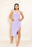 Ducle Purple Drape Back Midi Dress with Slit