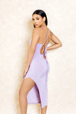 Ducle Purple Drape Back Midi Dress with Slit