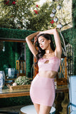 Boy Bye Blush Pink Contrast Mini Skirt Set