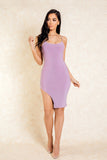 Aiko Purple Mini Slit Bodycon Dress