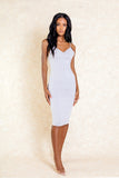 Nneka Grey Midi Suede Bodycon Low Back Dress