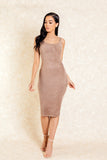Sade Nude Brown Suede Midi Dress