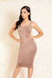 Sade Nude Brown Suede Midi Dress