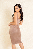 Sade Nude Brown Suede Midi Dress