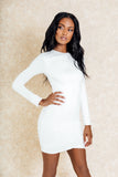 Dasha White Suede Long Sleeve Mini Dress